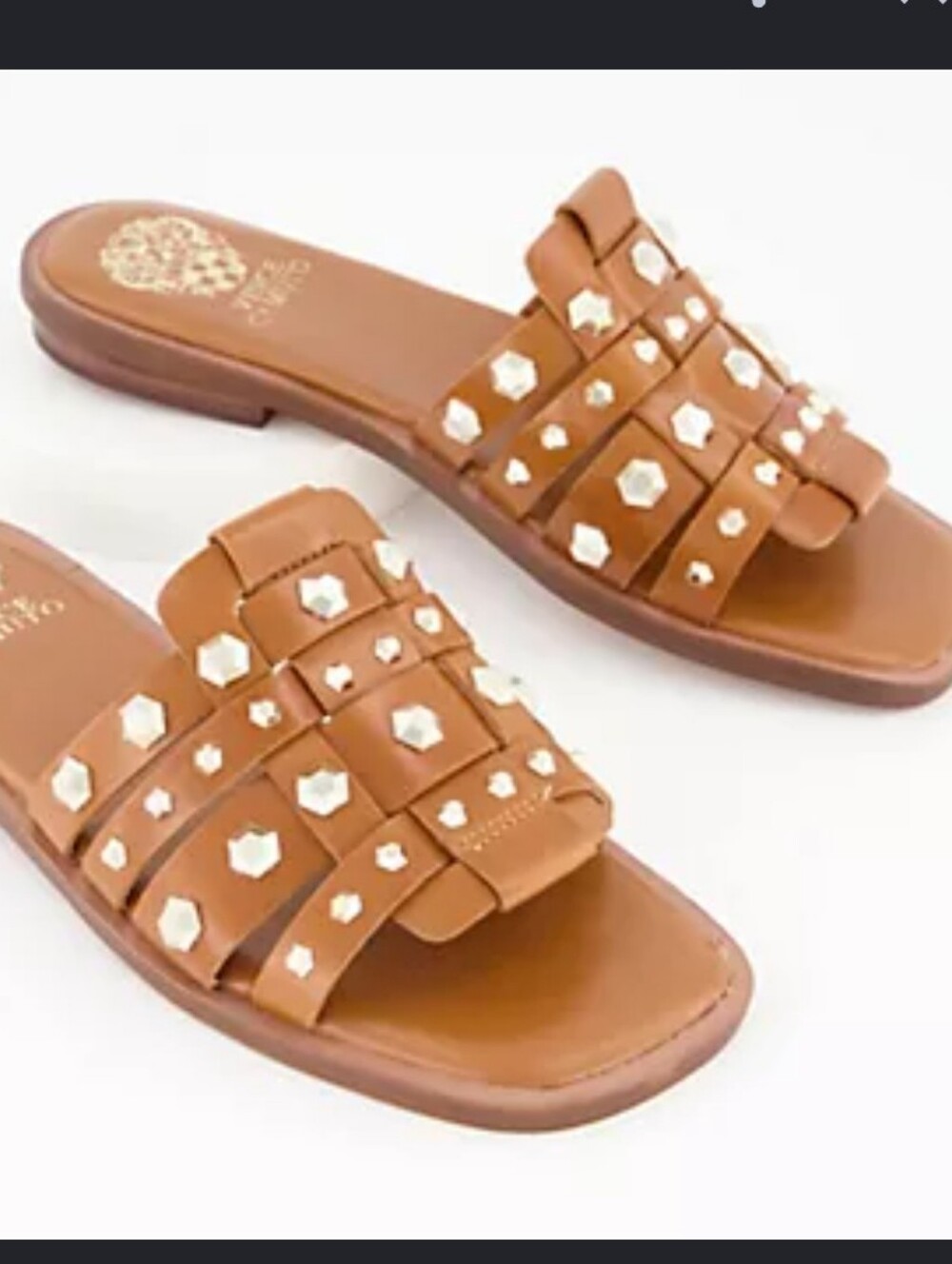 Vince Camuto Cognac Studded Slide Mule Sandal 7